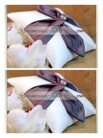 wedding photo - Knottie Ring Bearer Pillow with Rhinestone Accent...You Choose the Colors....SET OF 2..shown in white/pewter gray