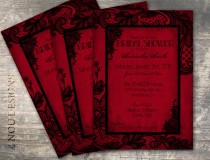 wedding photo - Goth Lace  Bridal Shower or Wedding Invitation Card- Printable File