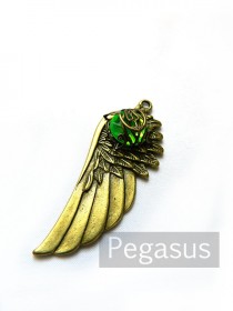 wedding photo - ABSINTHE GREEN Acrylic Bead with Angel Wing Filigree Pendant for D.I.Y. Steampunk necklaces, jewelry, earrings and costumes (1 Pendant)