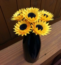 wedding photo - Paper Flower Bouquet - Yellow Paper Sunflowers (6) - Perfect for weddings, bridal bouquets, anniversaries, showers
