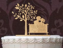 wedding photo -  Rustic Wedding Cake Topper, Personalized Cake Topper, Funny wedding cake topper, silhouette cake topper, custom cake topper, Tree of life