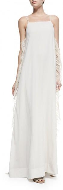 wedding photo - Brunello Cucinelli Strappy Gown w/ Ostrich Feather Sides