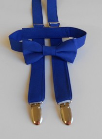 wedding photo - Royal Blue Bowtie and Suspenders Set