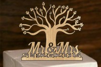 wedding photo -  Rustic Wedding Cake Topper, Personalized cake topper, Tree of life wedding cake topper, Monogram Cake Topper, Bride and Groom, mr and mrs