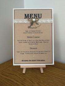 wedding photo - Handmade Personalised Rustic Style Wedding Table Menu Card
