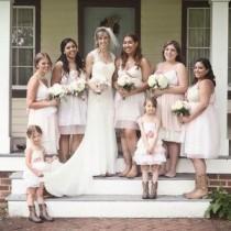 wedding photo - Custom Neutral Grey And Tan Bridesmaids Dresses