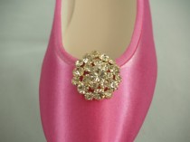 wedding photo - FLAT Wedding SHOES, 200 COLORS, Hot Pink, Gold or Silver Crystals Brooch