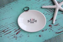 wedding photo - Personalized Ring Dish with Arrows, Heart and Initials, Custom Engagement Ring Dish, Ring Dish with Couple's Initials, Heart and Forever