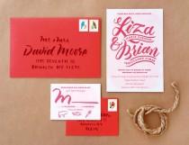 wedding photo - Liza   Brian's Casual Brush Lettered Wedding Invitations