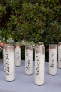wedding photo - Calligraphy Candle Place Cards