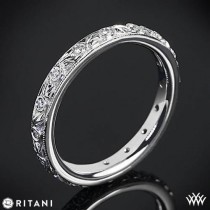 wedding photo - 18k White Gold Ritani 33616BR Romantique Diamond Wedding Ring