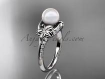 wedding photo -  Platinum diamond floral wedding ring, engagement ring AP125