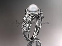 wedding photo -  14kt white gold diamond floral wedding ring, engagement ring AP131