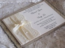 wedding photo - Lace Wedding Invitations, French Market Elegant, Shabby Chic, Vintage Inspired, Haute Couture Invitations