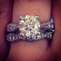 wedding photo - Tacori 18k White Gold EGL 1.95ct Round Brilliant Engagement Ring