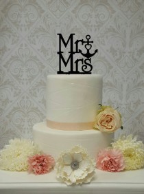 wedding photo -  Mr and Mrs Cake Anchor Heart Beach Nautical Themed Topper Wedding Cake Topper Mr and Mrs Mr and Mr Mrs and Mrs