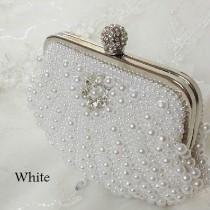 wedding photo - Ivory or white pearl bridal clutch purse, wedding purse, bridal purse
