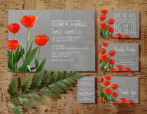 wedding photo - Tulips Wedding Invitation Set/Suite, Invites, Save the date, RSVP, Thank You Cards, Info Response Cards, Printable/Digital/PDF/Printed