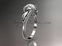 wedding photo -  Unique platinum engagement ring with a "Forever Brilliant" Moissanite center stone ADLR322