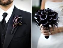 wedding photo - Black Calla Lily Bouquets