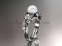 wedding photo -  Platinum diamond pearl unique engagement ring AP224