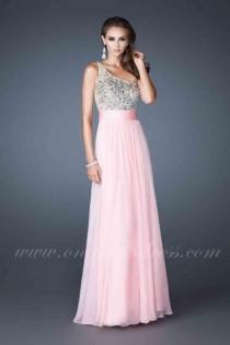 wedding photo -  La Femme 18646 Cotton Candy Pink One Shoulder Empire Prom Dress