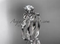 wedding photo -  14kt white gold diamond celtic trinity knot wedding ring, engagement set CT7132S