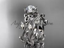 wedding photo -  platinum diamond celtic trinity knot wedding ring, engagement set CT7238S