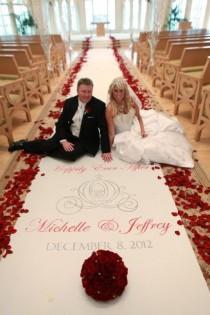 wedding photo - Custom Fabric Aisle Runner - Includes This Hand-Painted Design On Cotton Fabric Runner 45" Width Up To 75 Feet - Choose Colors And Fonts