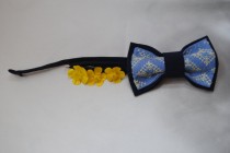 wedding photo -  Embroidered navy blue bow tie Well to coordinate with stuff in Denim Admiral Berry Aegean Spruce Stone Fall wedding Wedding in navy blue