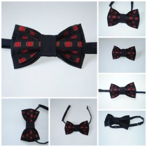 wedding photo -  Embroidered bow tie Navy blue pretied bow tie Groomsmen bow ties Men's bowtie Bow tie Gifts for dad Casual style Boys Bowtie Unisex bowties