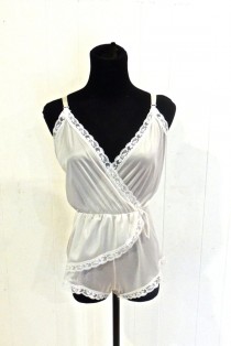 wedding photo - vintage lingerie romper - 1960s white lacy bodysuit playsuit onesie