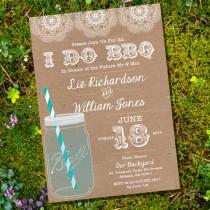 wedding photo - Shabby Chic I Do BBQ lnvitation Invitation - Engagement Party Invitation - Instantly Downloadable and Editable File - Print at Home!