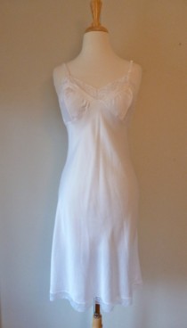 wedding photo - Vintage Dior Slip White Lace Embroidered Bias Cut Nylon 34