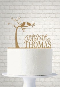 wedding photo - Rustic Wedding Cake Topper - Bride And Groom - Love Birds - Love Tree - Custom Cake Topper A740