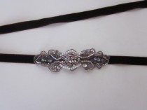 wedding photo - Bronze 1920s Headband Belt Great Gatsby Pearls Metallic thread headpiece velvet ribbon bridal headband