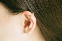 wedding photo - ribbon adjustable earcuff ,ear cuff,cartilage earring,bridesmaid gift,Non Pierced,Single Earring,Ear Wrap,girls earring,cute earring,srn100