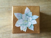 wedding photo - Succulent Gift Box - jewelry box, watercolor, wedding, bridesmaid gift box