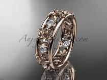 wedding photo -  14kt rose gold diamond leaf wedding ring,engagement ring, wedding band. ADLR160 nature inspired jewelry