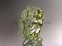 wedding photo -  14kt yellow gold diamond leaf wedding ring, engagement ring, wedding band. nature inspired jewelry ADLR54