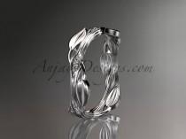 wedding photo -  14k white gold diamond leaf and vine wedding ring,engagement ring ADLR31