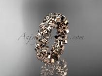 wedding photo -  14kt rose gold diamond flower wedding ring, engagement ring, wedding band ADLR57