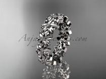 wedding photo -  14kt white gold diamond flower wedding ring, engagement ring, wedding band ADLR57