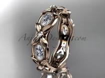 wedding photo -  14kt rose gold diamond leaf and vine wedding ring,engagement ring. ADLR152. Nature inspired jewelry