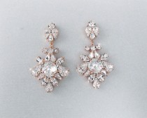 wedding photo -  Wedding Earrings - Chandelier Bridal Earrings, ROSE GOLD Earrings, Vintage Style, Crystal Earrings, Swarovski Crystals - LYDIA