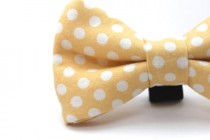 wedding photo - Dog Bow Tie, Yellow Polka Dot Bow Tie, Polka dots