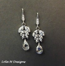 wedding photo - Wedding earrings, Cubic zirconia earrings, Art Nouveau, wedding accessory, bridal earrings, wedding jewelry, dangle earrings