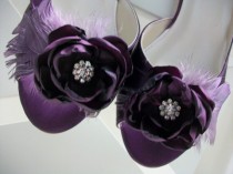 wedding photo - Handmade Wedding Shoes -  Purple Wedding Shoes - Choose From Over 100 Shoe Colors - Handmade Flower With Crystal - Peep Toe - Garden Wedding