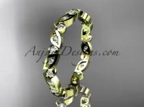 wedding photo -  14k yellow gold diamond leaf and vine wedding band,engagement ring ADLR13B