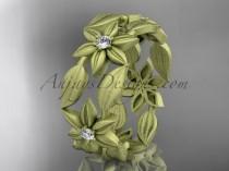 wedding photo -  14kt yellow gold diamond leaf and vine, flower wedding ring, engagement ring, wedding band ADLR344